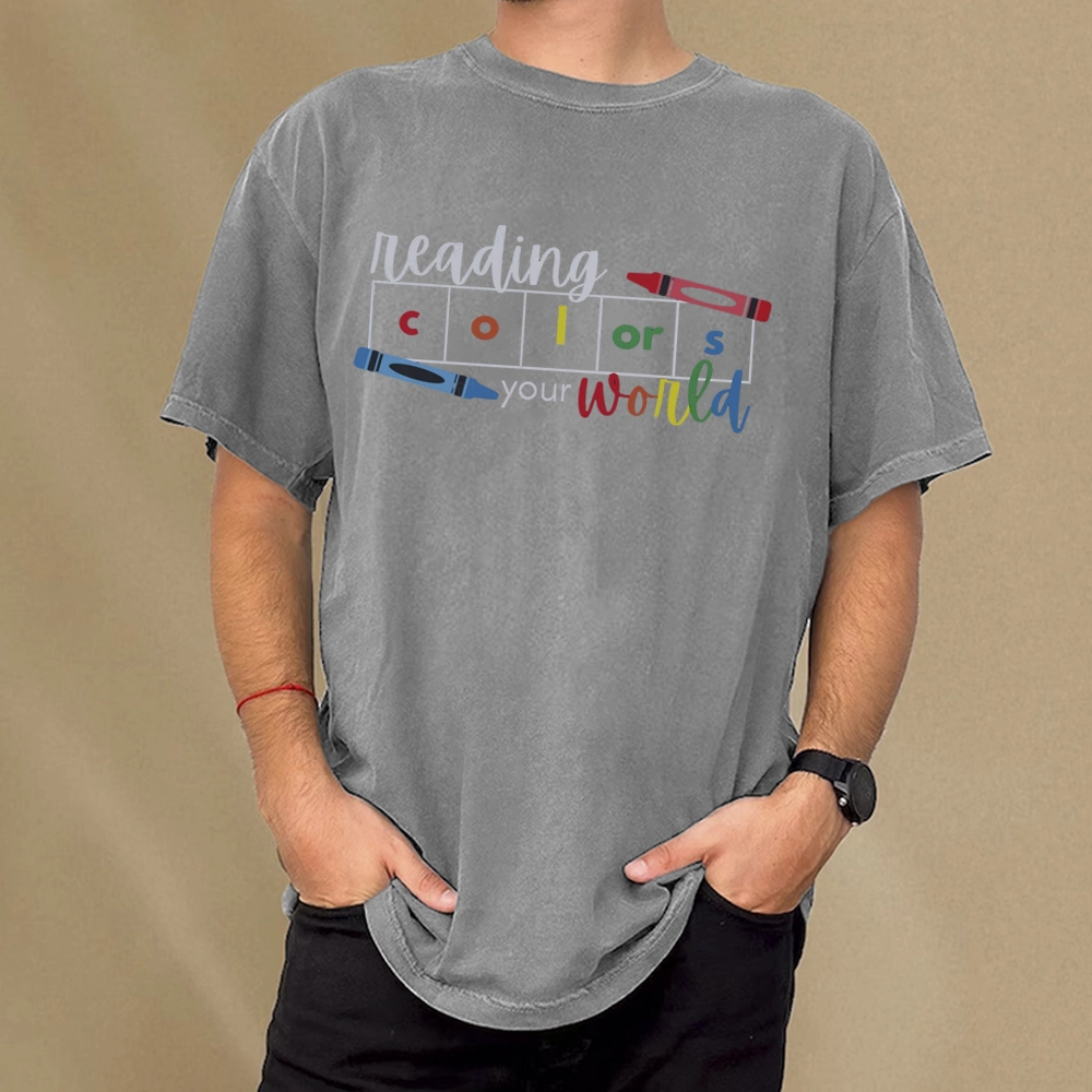 Pagewings Reading Colors Your World BookUnisex Washed T-shirt