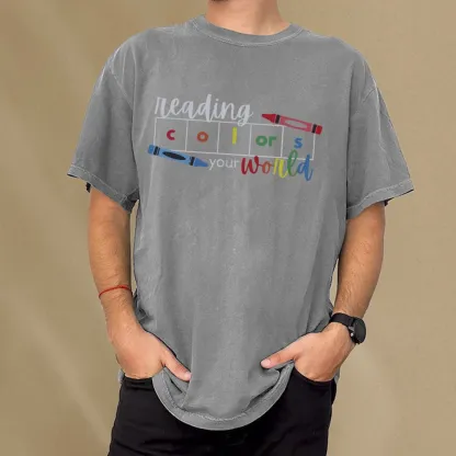 Pagewings Reading Colors Your World BookUnisex Washed T-shirt