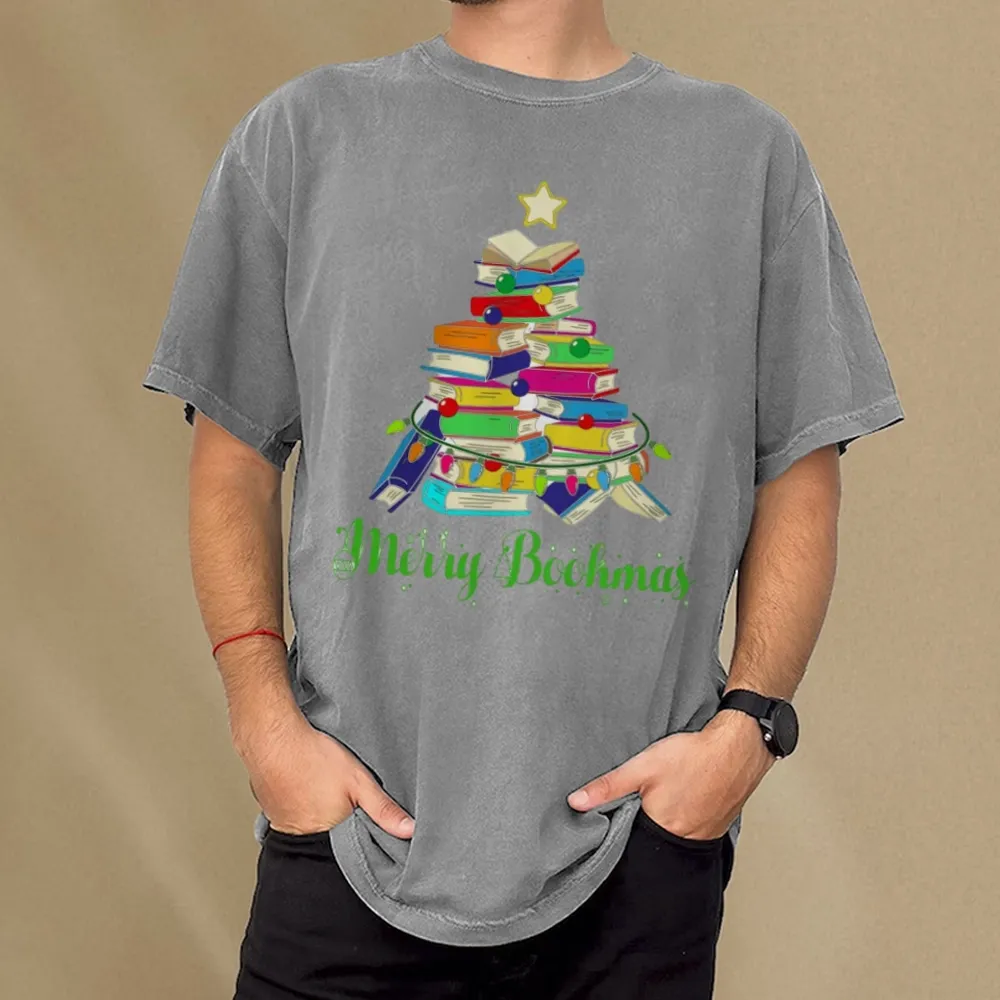 Pagewings Book Christmas Tree Unisex Washed T-shirt