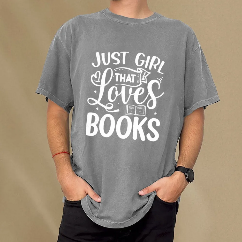 Pagewings Just Girl That Love Books Unisex Washed T-shirt