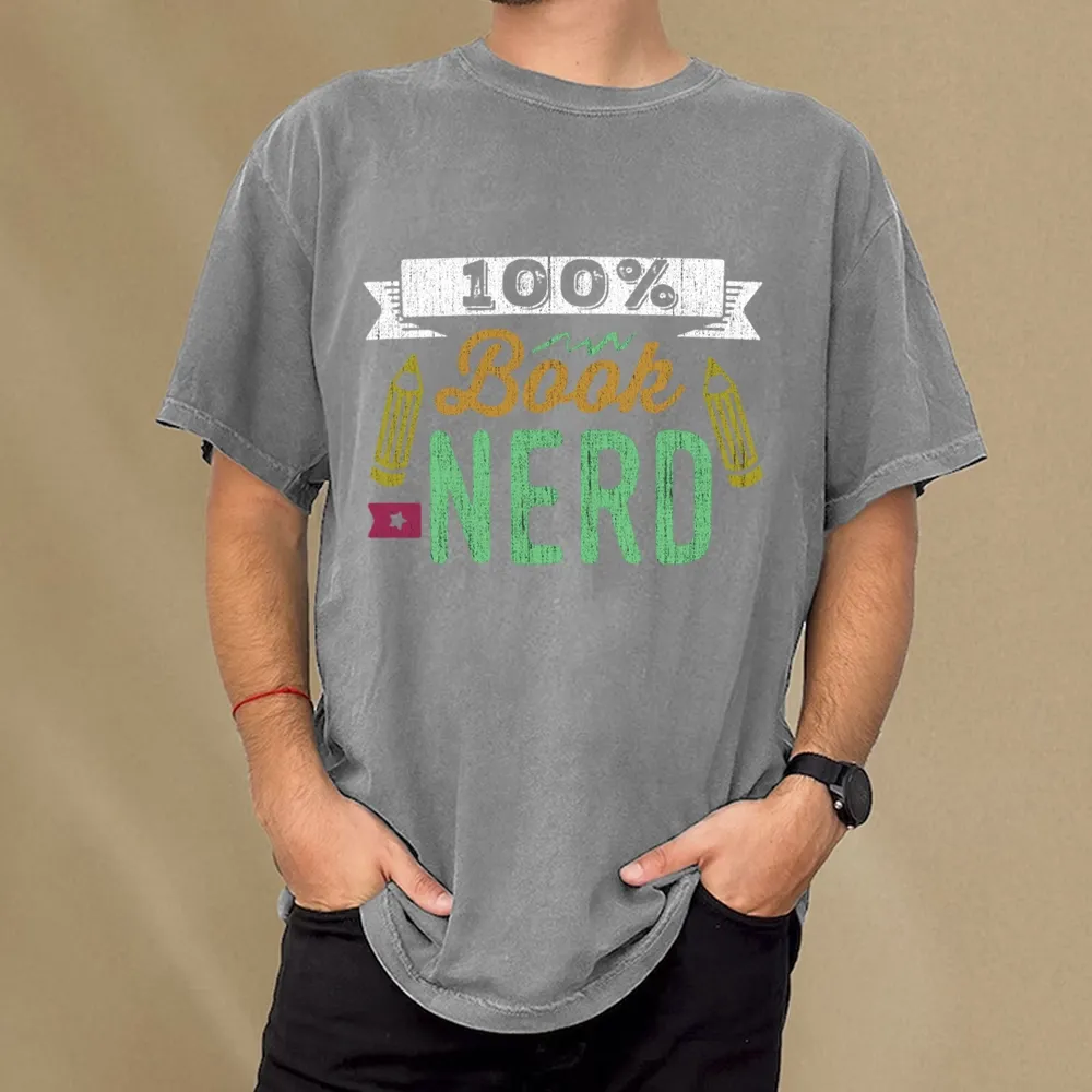 Pagewings 100% Book Nerd Unisex Washed T-shirt