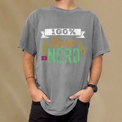 Pagewings 100% Book Nerd Unisex Washed T-shirt