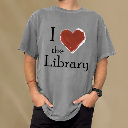 Pagewings I love The Library Unisex Washed T-shirt
