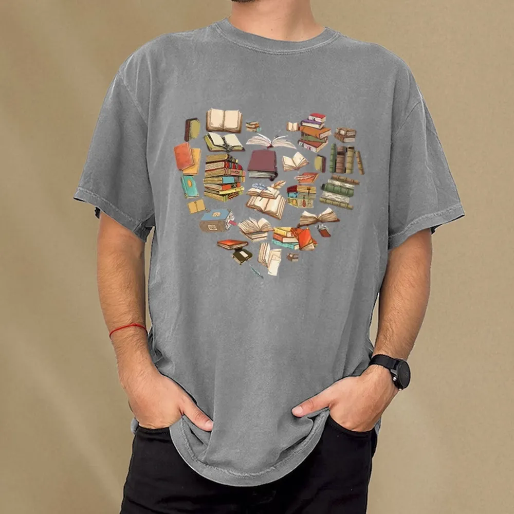 Pagewings Book Heart For Men And Women Unisex Washed T-shirt