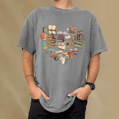 Pagewings Book Heart For Men And Women Unisex Washed T-shirt