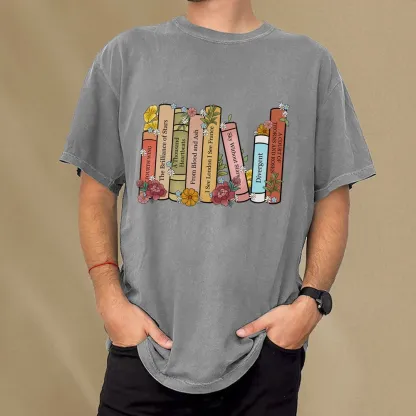Pagewings Personalized Custom Bookshelf Unisex Washed T-shirt