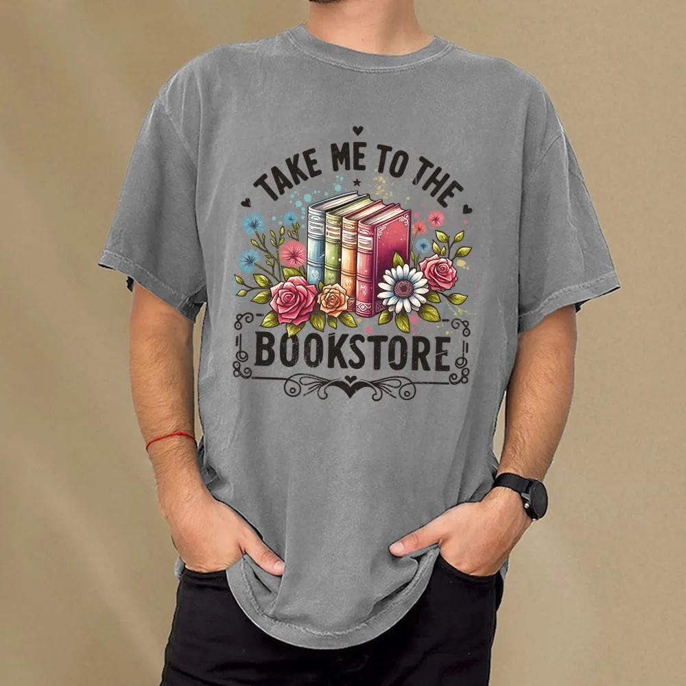 Pagewings Take Me To The Bookstore Unisex Washed T-shirt