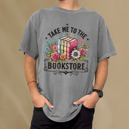 Pagewings Take Me To The Bookstore Unisex Washed T-shirt