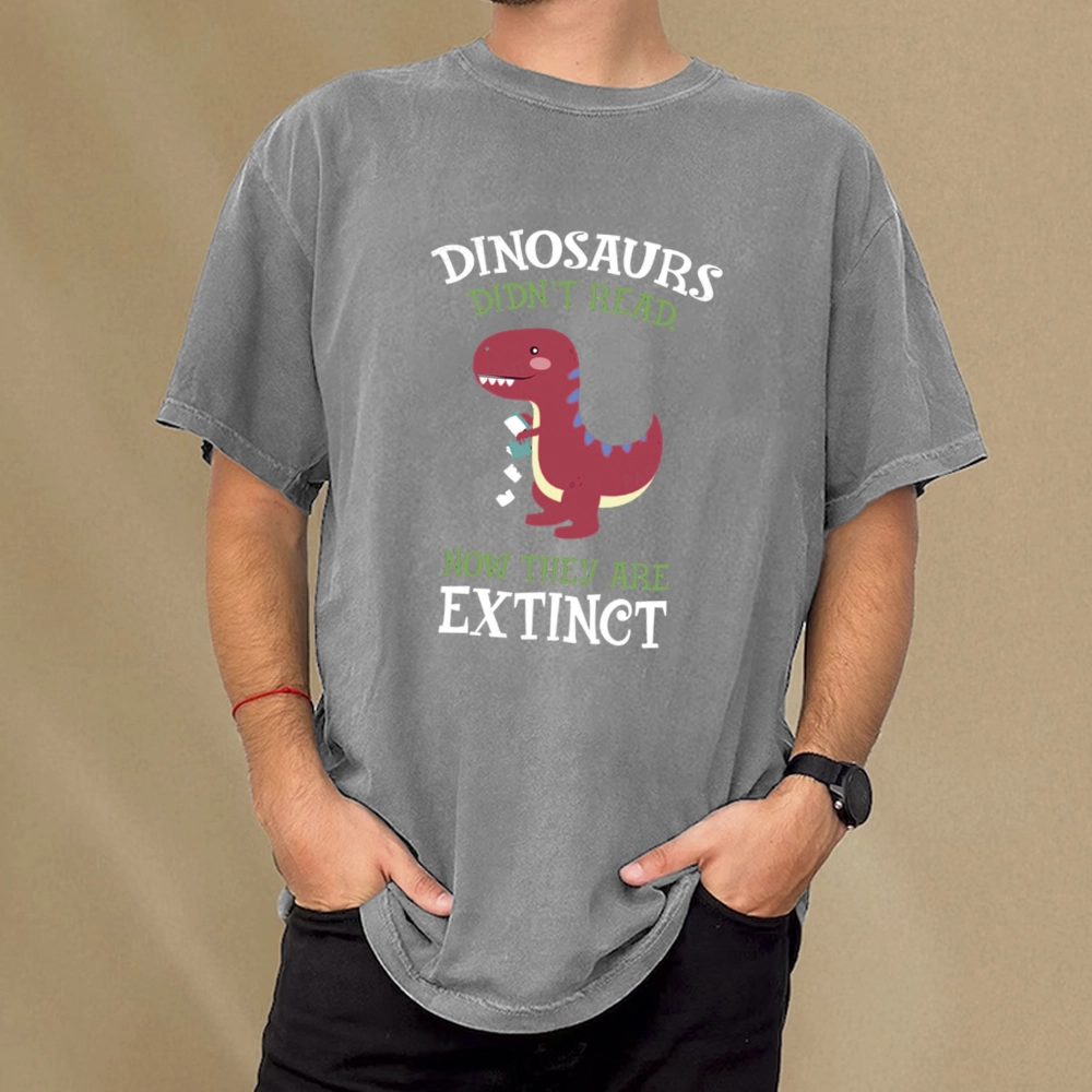 Pagewings Dinosaurs Didnt Read Unisex Washed T-shirt
