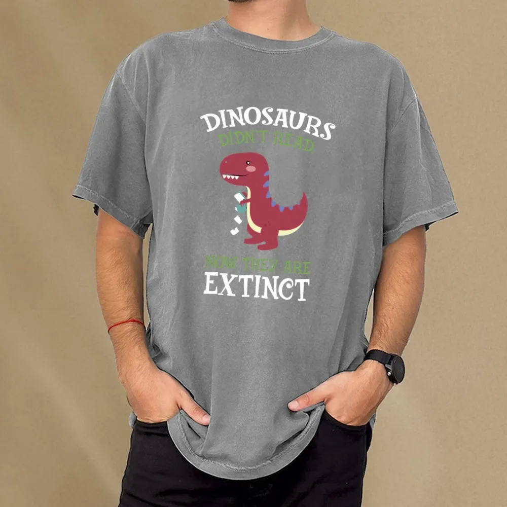 Pagewings Dinosaurs Didnt Read Unisex Washed T-shirt