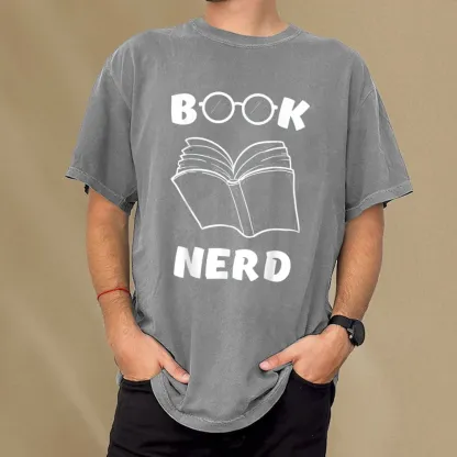 Pagewings Book Nerd Funny Book Unisex Washed T-shirt