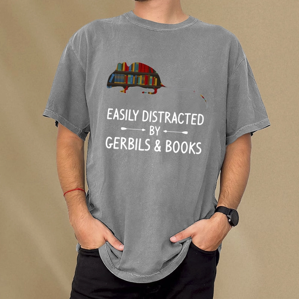 Pagewings Easily Distracted By Gerbils Unisex Washed T-shirt