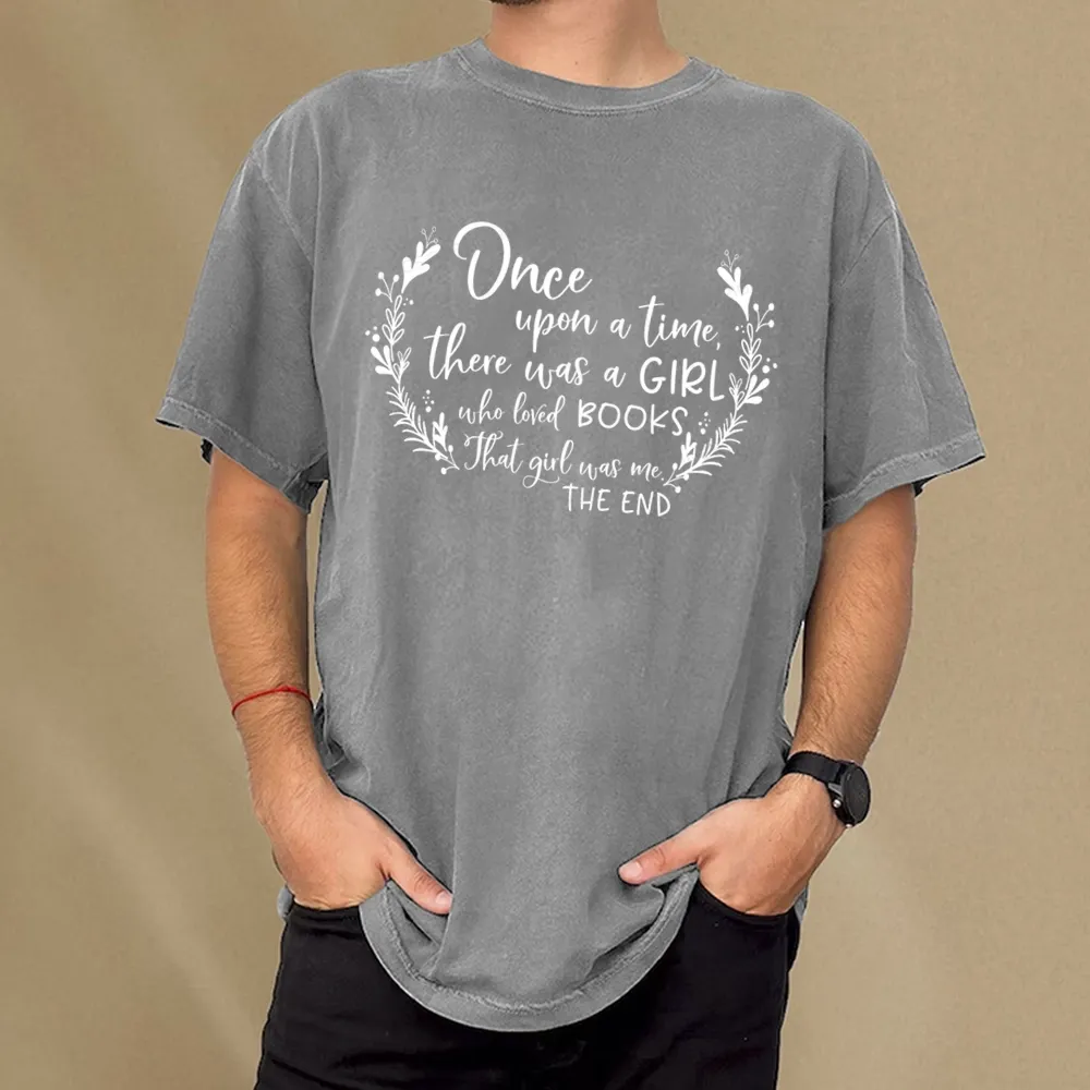 Pagewings There Was A Girl Who Loved Books Unisex Washed T-shirt
