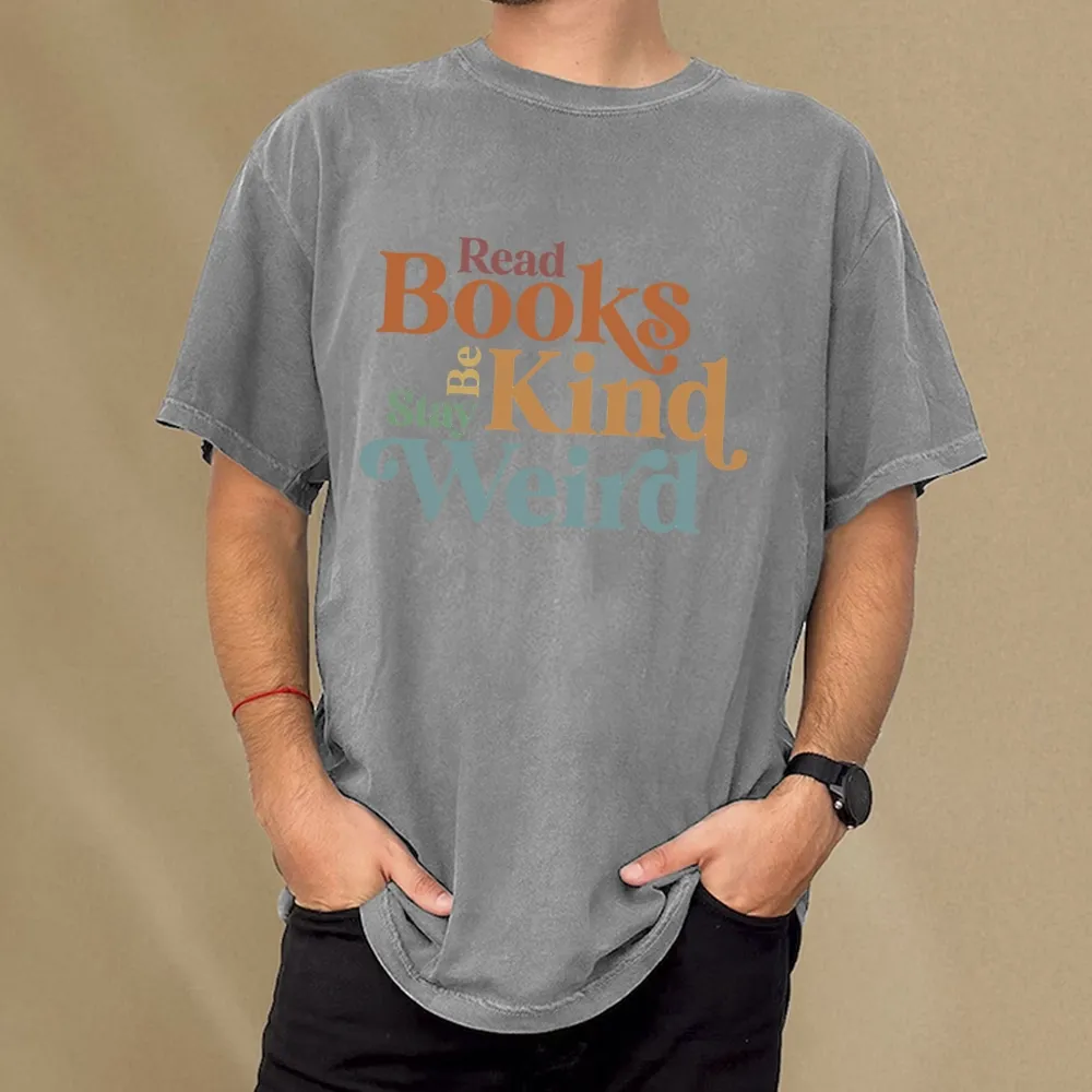 Pagewings Read Books Be Kind Stay Weird Unisex Washed T-shirt