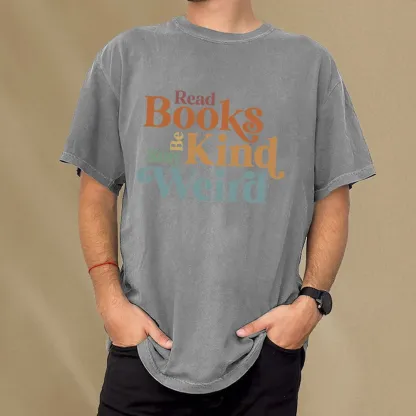 Pagewings Read Books Be Kind Stay Weird Unisex Washed T-shirt