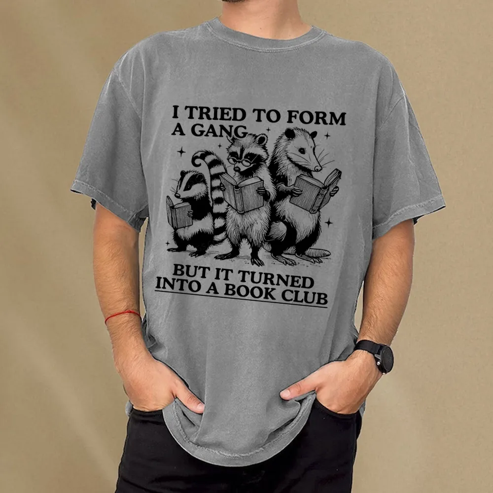 Pagewings A Gang Turn Into A Book Club Unisex Washed T-shirt