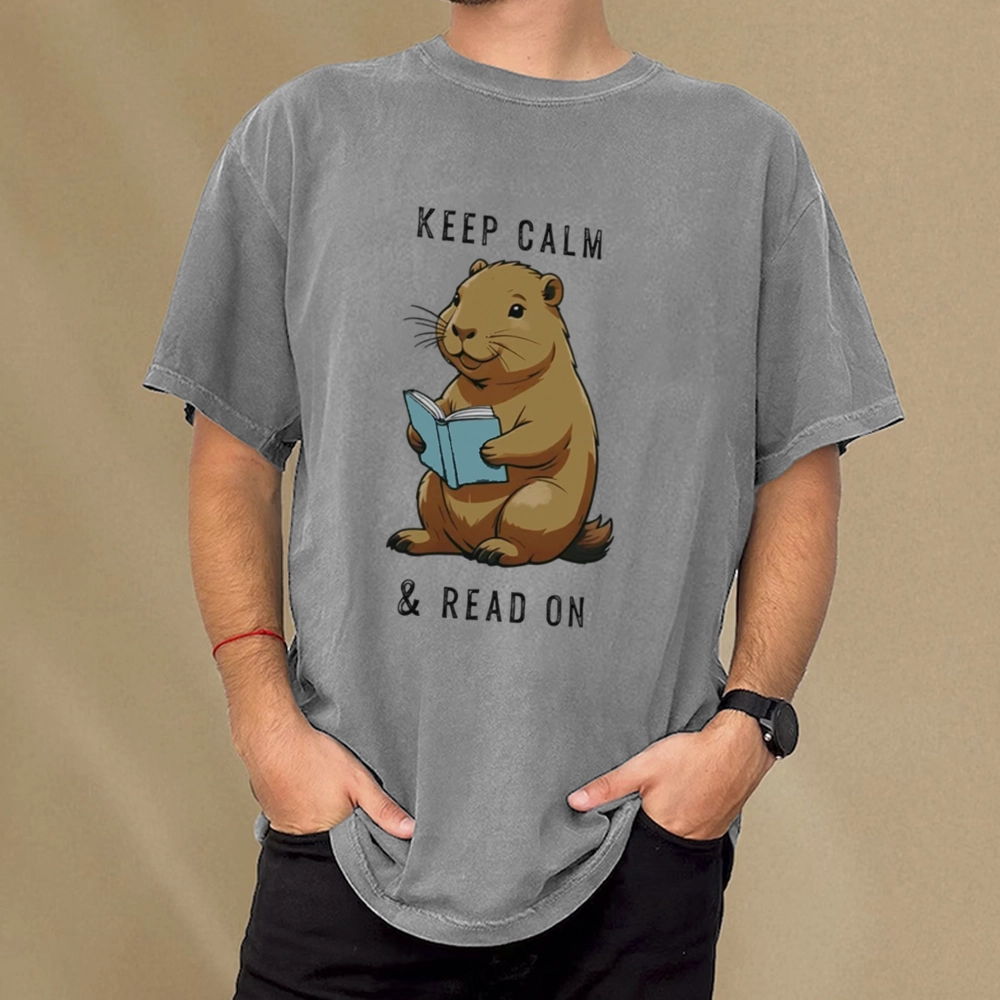 Pagewings Capybara Reading Unisex Washed T-shirt