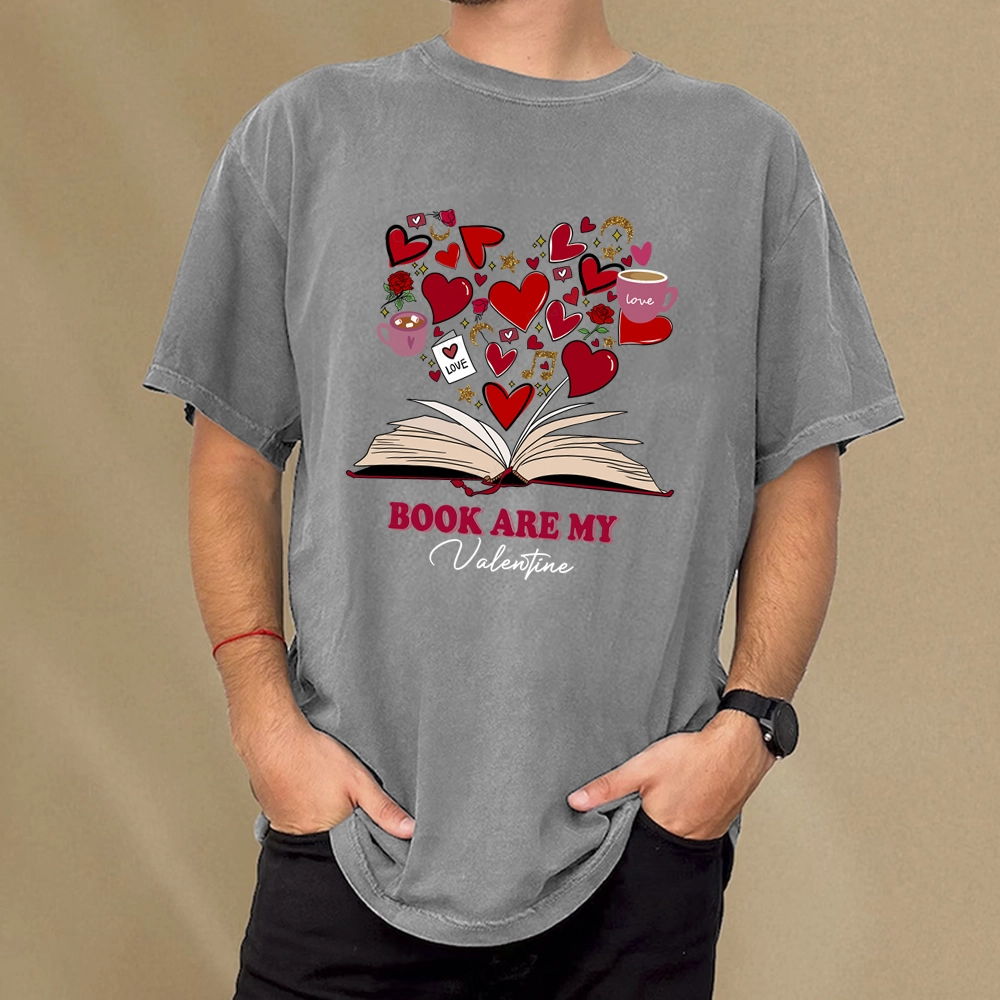 Pagewings Books Are My Valentine Unisex Washed T-shirt