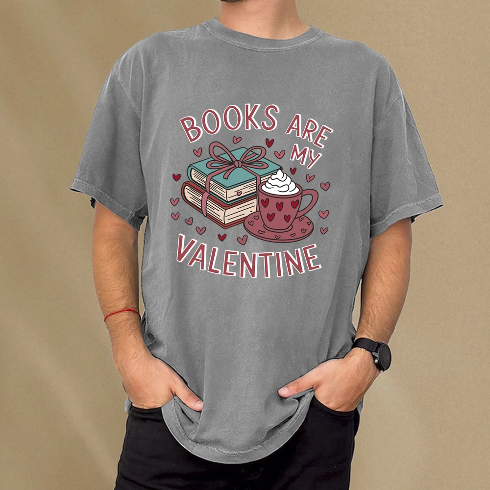 Pagewings Books Are My Valentine Unisex Washed T-shirt