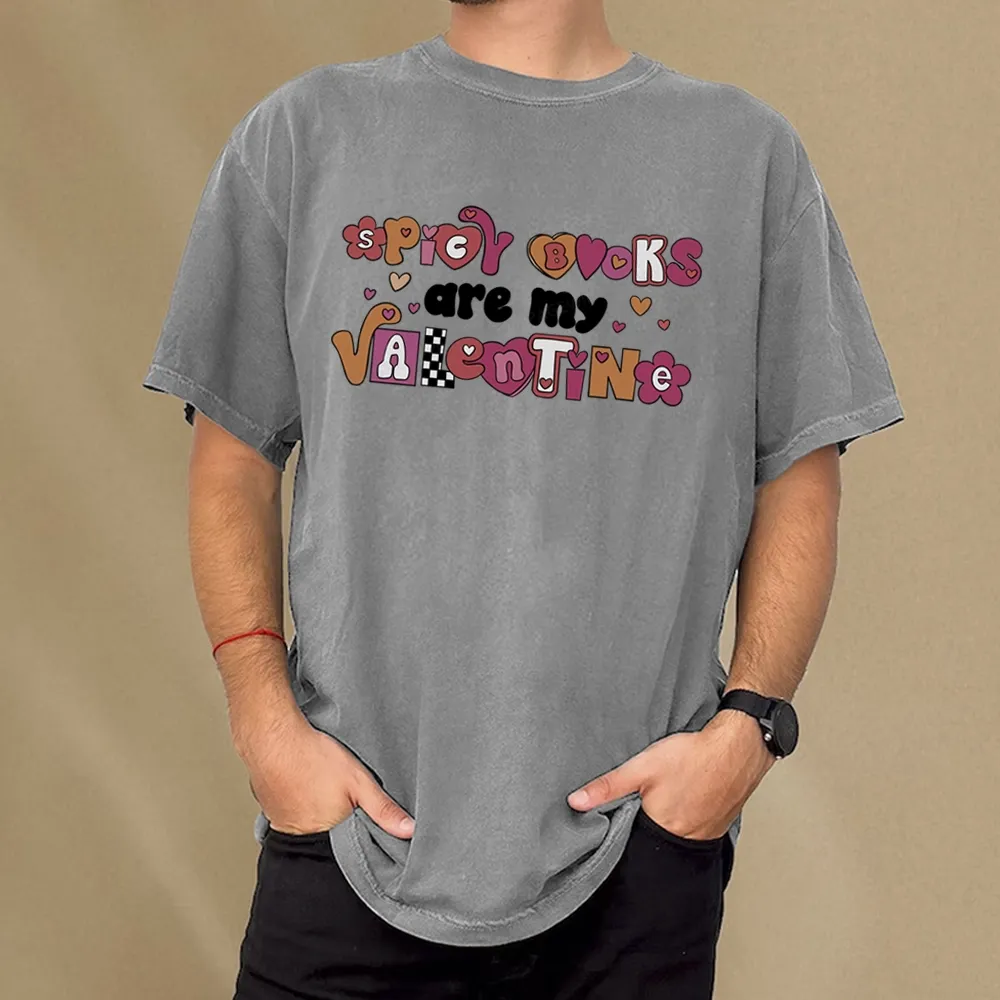 Pagewings Spicy Books Are My Valentine Unisex Washed T-shirt
