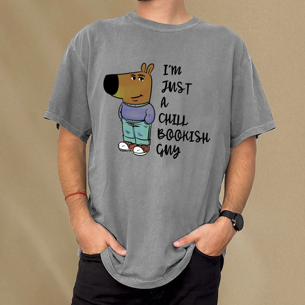 Pagewing I’m Just A Chill Bookish Guy Unisex Washed T-shirt