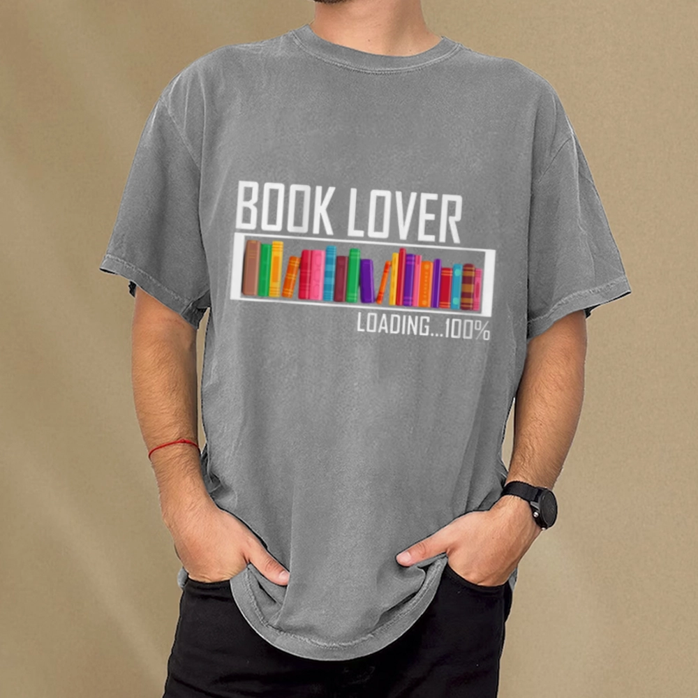 Pagewings Loading Book Lover 100% Unisex Washed T-shirt