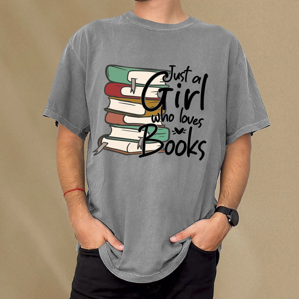 Pagewing Just A Girl Who Loves Books Unisex Washed T-shirt