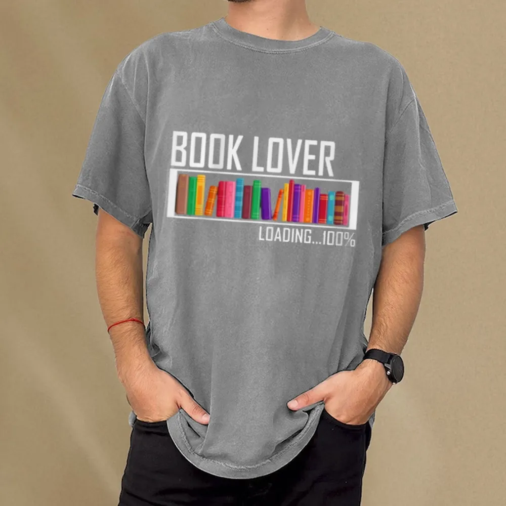 Pagewings Loading Book Lover 100% Unisex Washed T-shirt