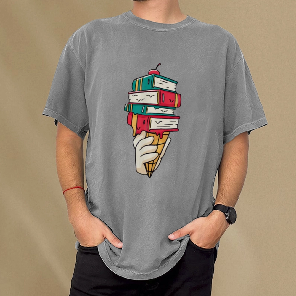 Pagewings Book Ice Cream Unisex Washed T-shirt