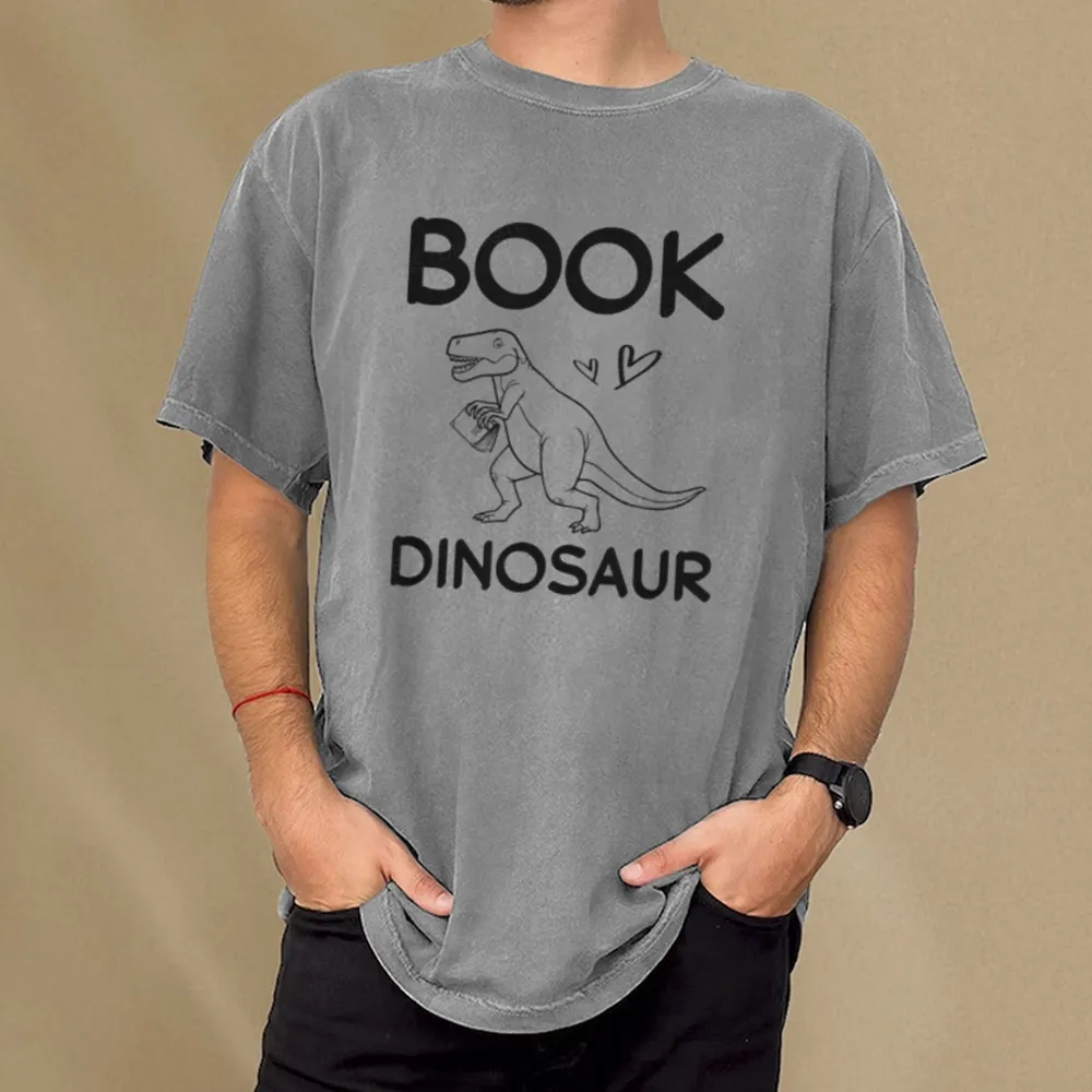 Pagewing Dinosaur Book Lover Unisex Washed T-shirt
