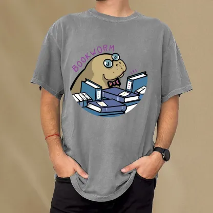 Pagewing Books Worm Unisex Washed T-shirt