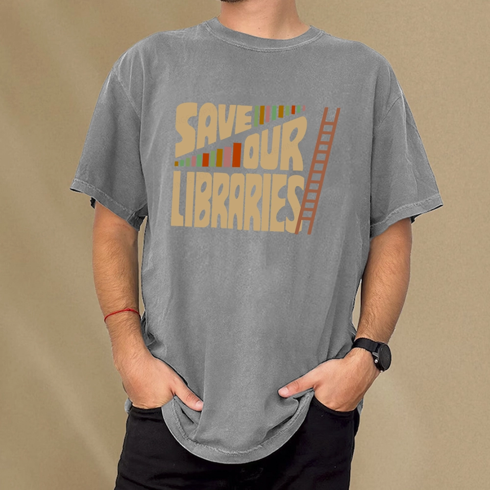 Pagewing Save Our Librarys Unisex Washed T-shirt