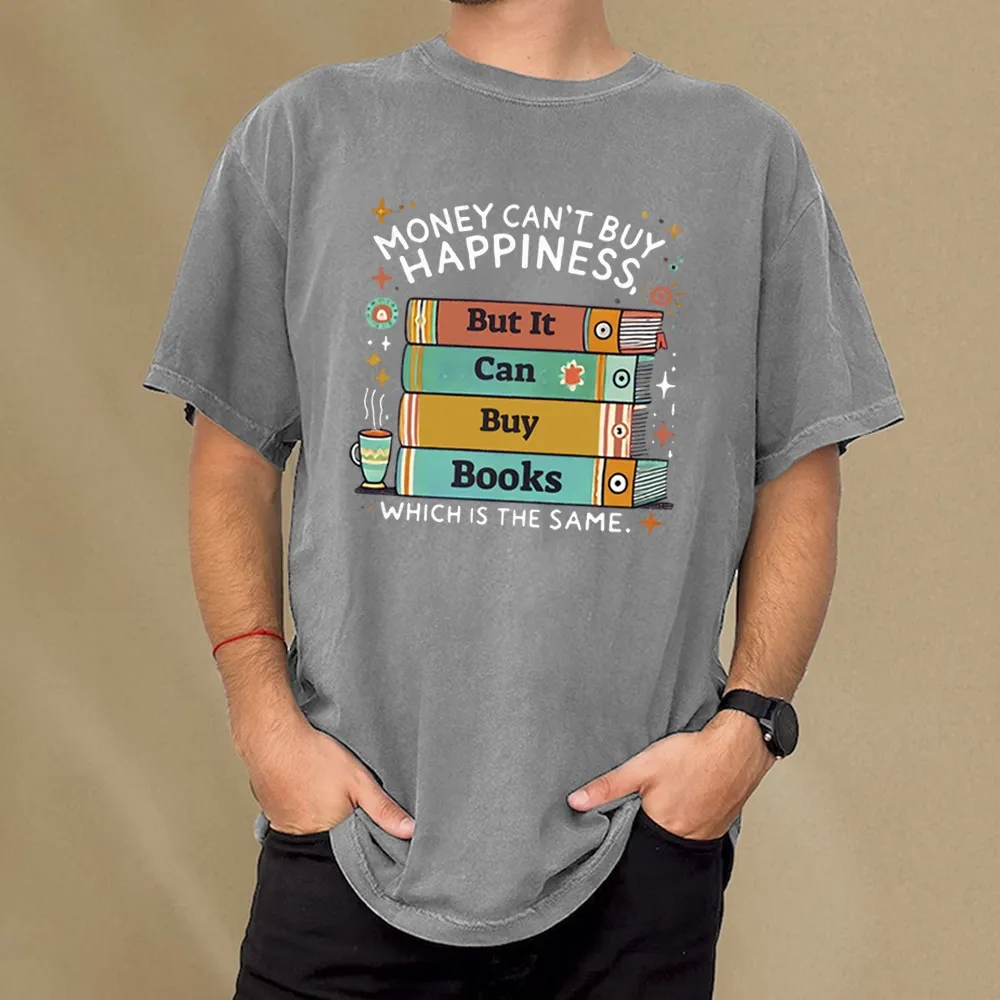 Pagewings Money Can’t Buy Happiness But It Can Buy Books Unisex Washed T-shirt