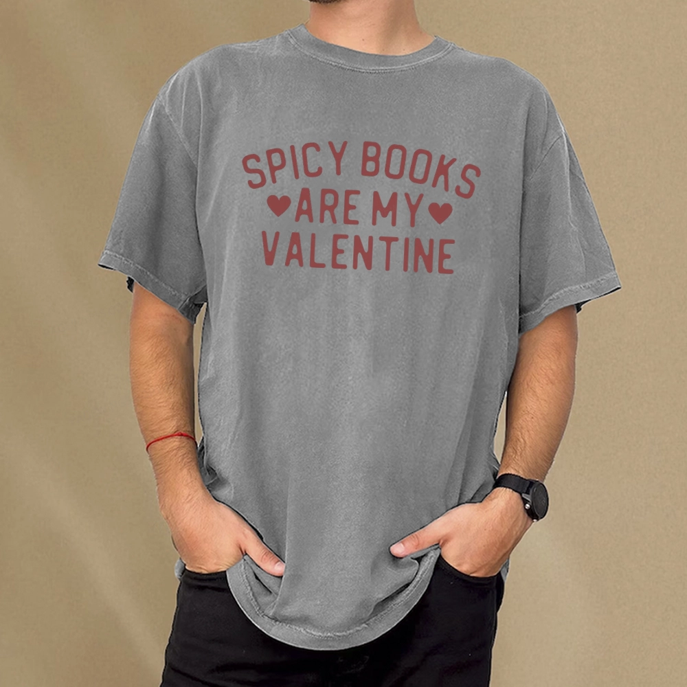 Pagewings Spicy Books Are My Valentine Unisex Washed T-shirt