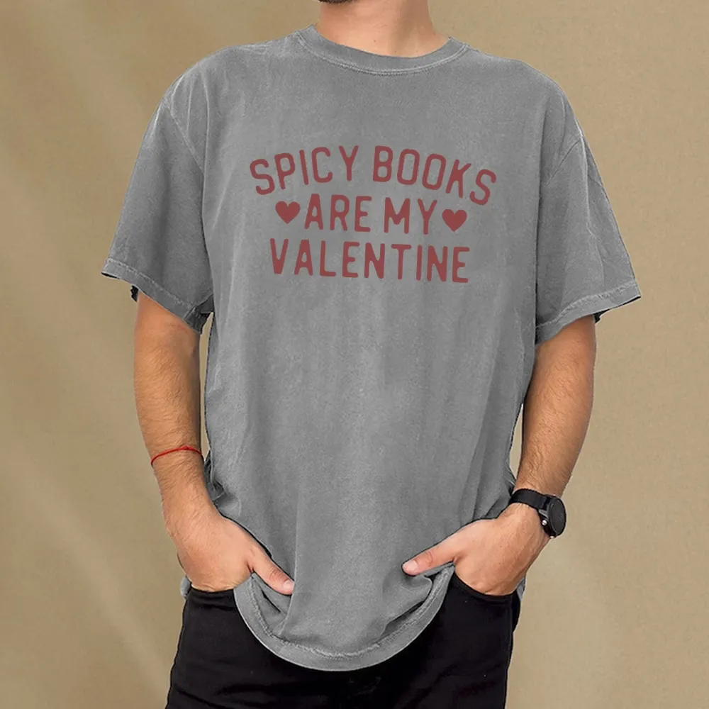 Pagewings Spicy Books Are My Valentine Unisex Washed T-shirt