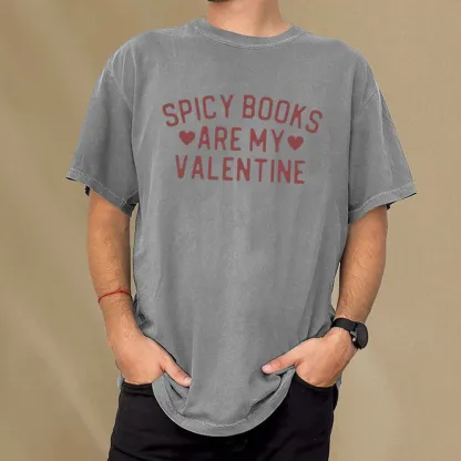 Pagewings Spicy Books Are My Valentine Unisex Washed T-shirt