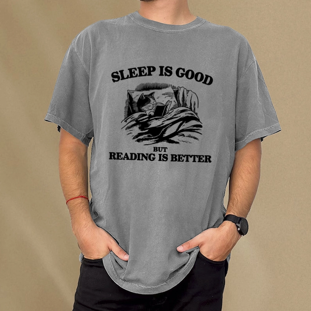 Pagewings Sleep Is Good But Reading Is Better Unisex Washed T-shirt