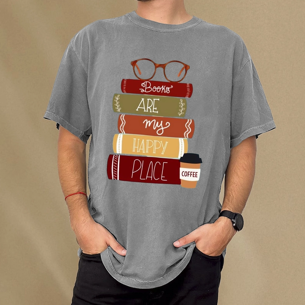 Pagewings Books are My Happy Place Unisex Washed T-shirt