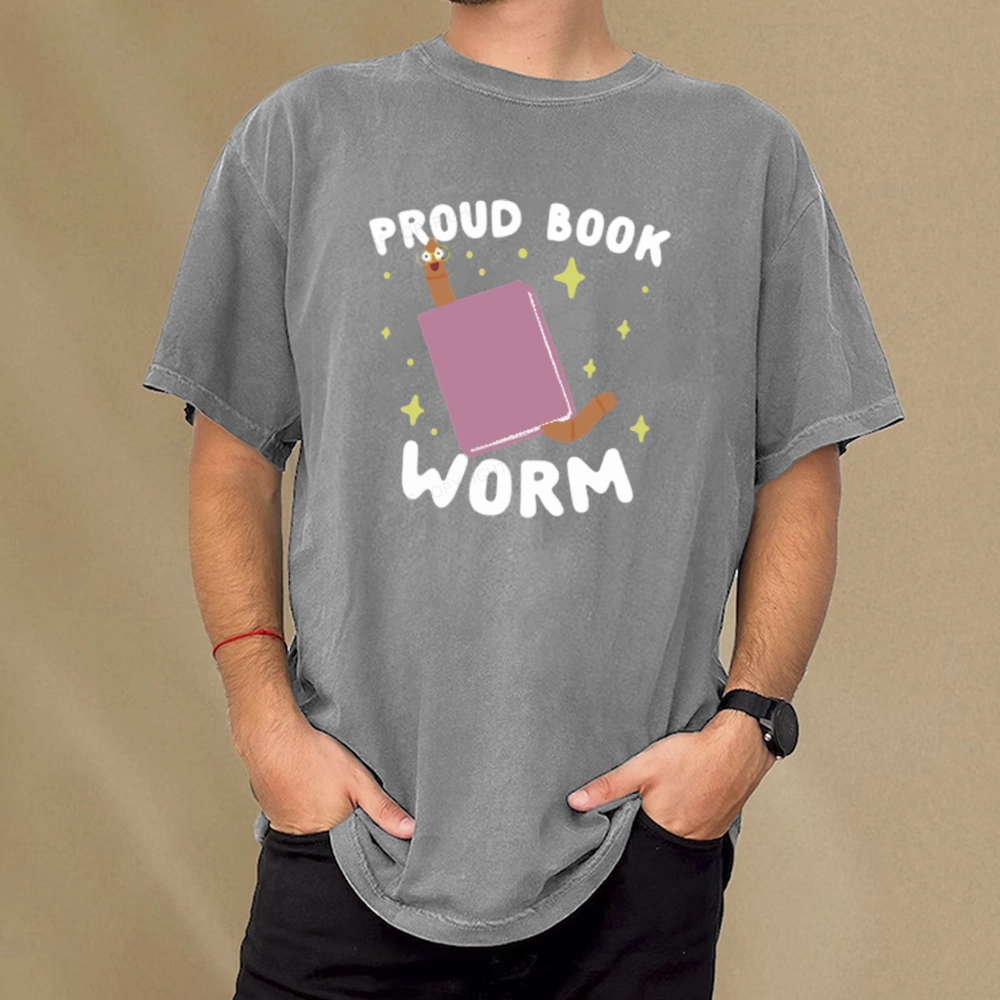 Pagewings Proud Book Worm - Book lover Unisex Washed T-shirt