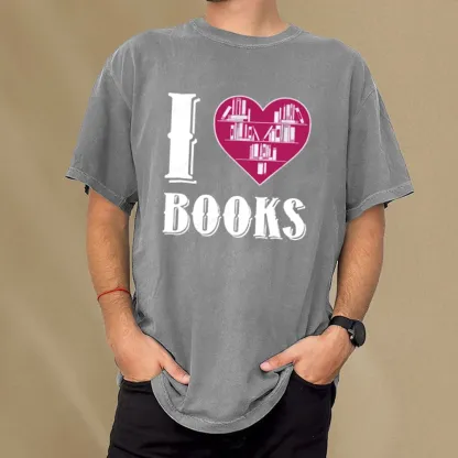 Pagewings I Love Book T Shirts T Shirt Unisex Washed T-shirt