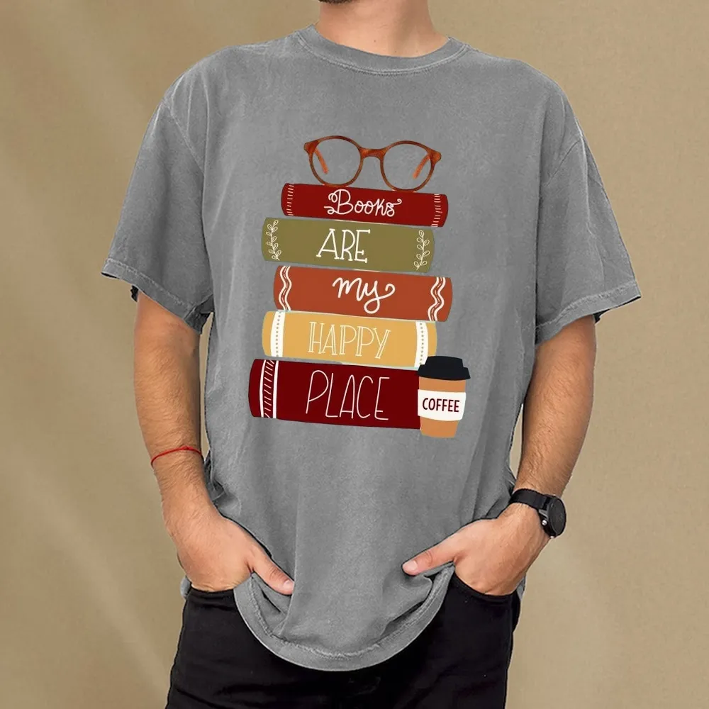 Pagewings Books are My Happy Place Unisex Washed T-shirt