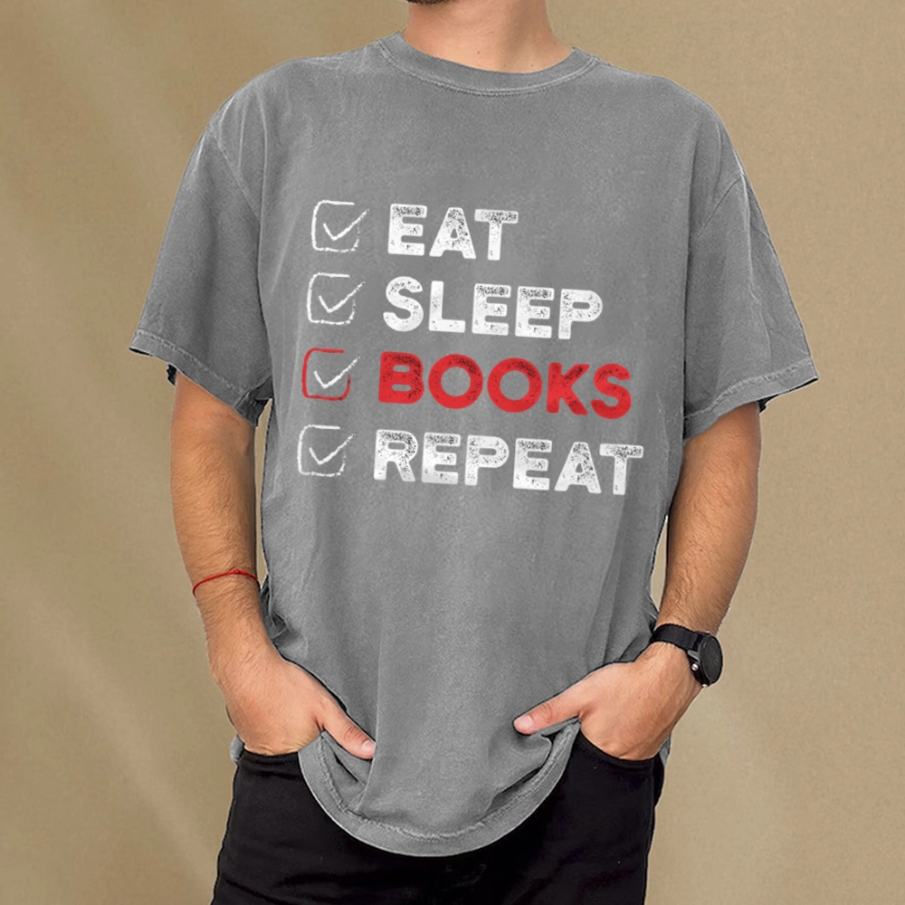 Pagewings Eat Sleep Books Repeat Unisex Washed T-shirt