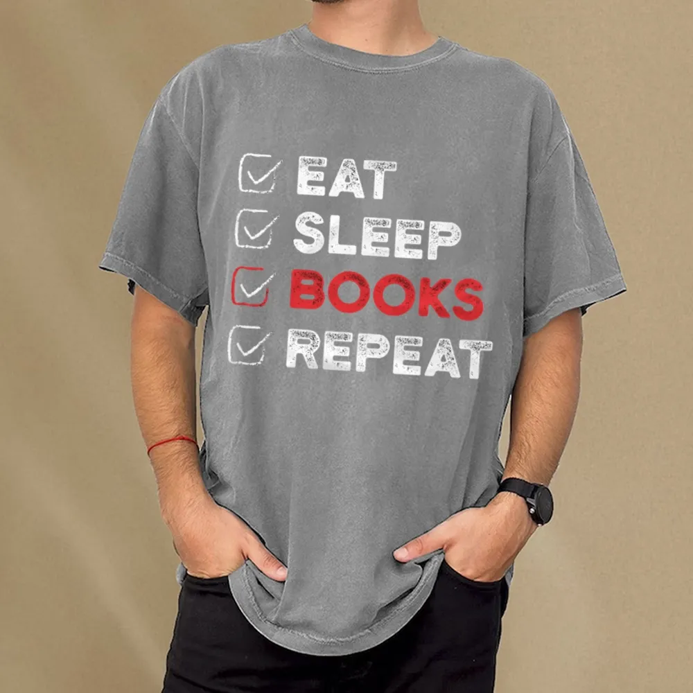 Pagewings Eat Sleep Books Repeat Unisex Washed T-shirt