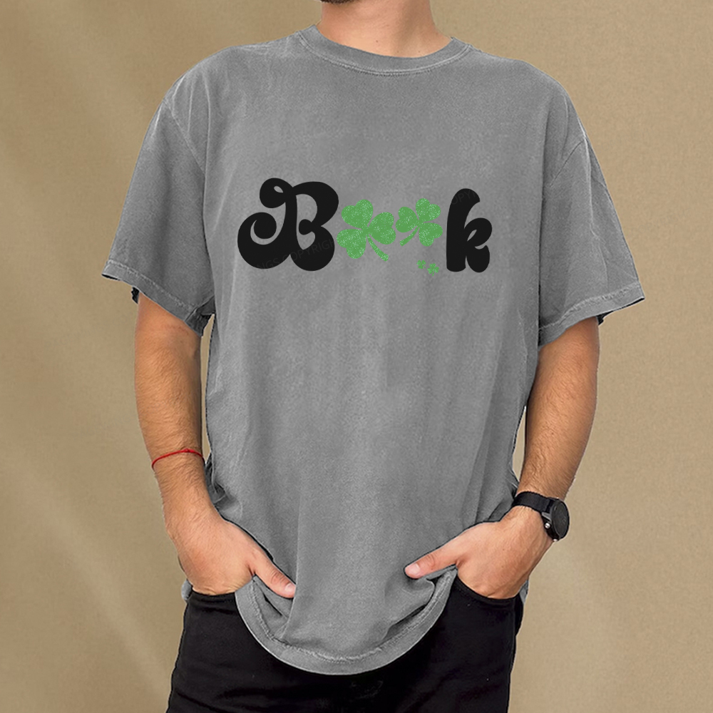 Shamrock Book St Patricks Day Unisex Washed T-shirt
