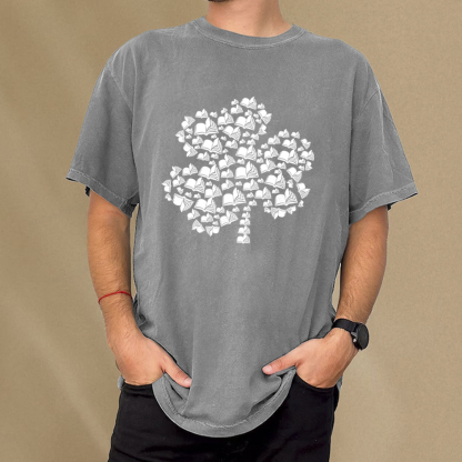 Shamrock Book St Patricks Day Unisex Washed T-shirt
