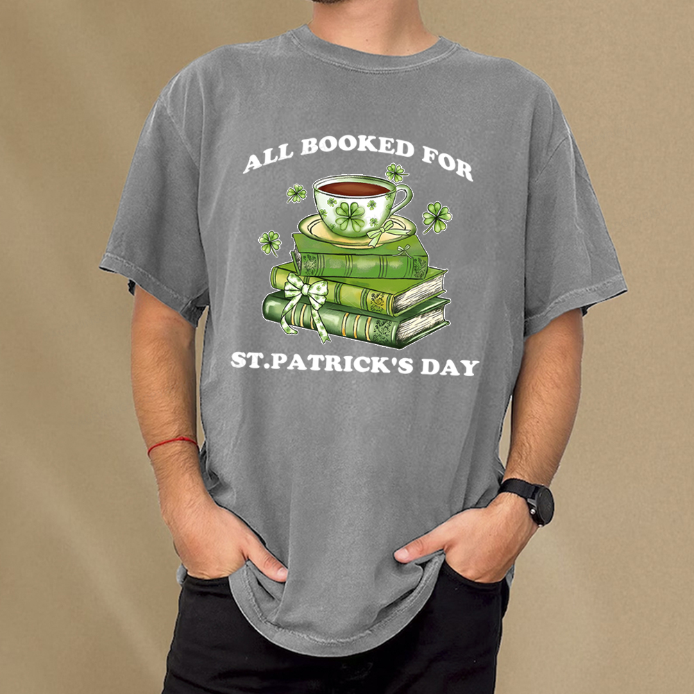 Pagewings All Booked For St. Patrick's Day Unisex Washed T-shirt