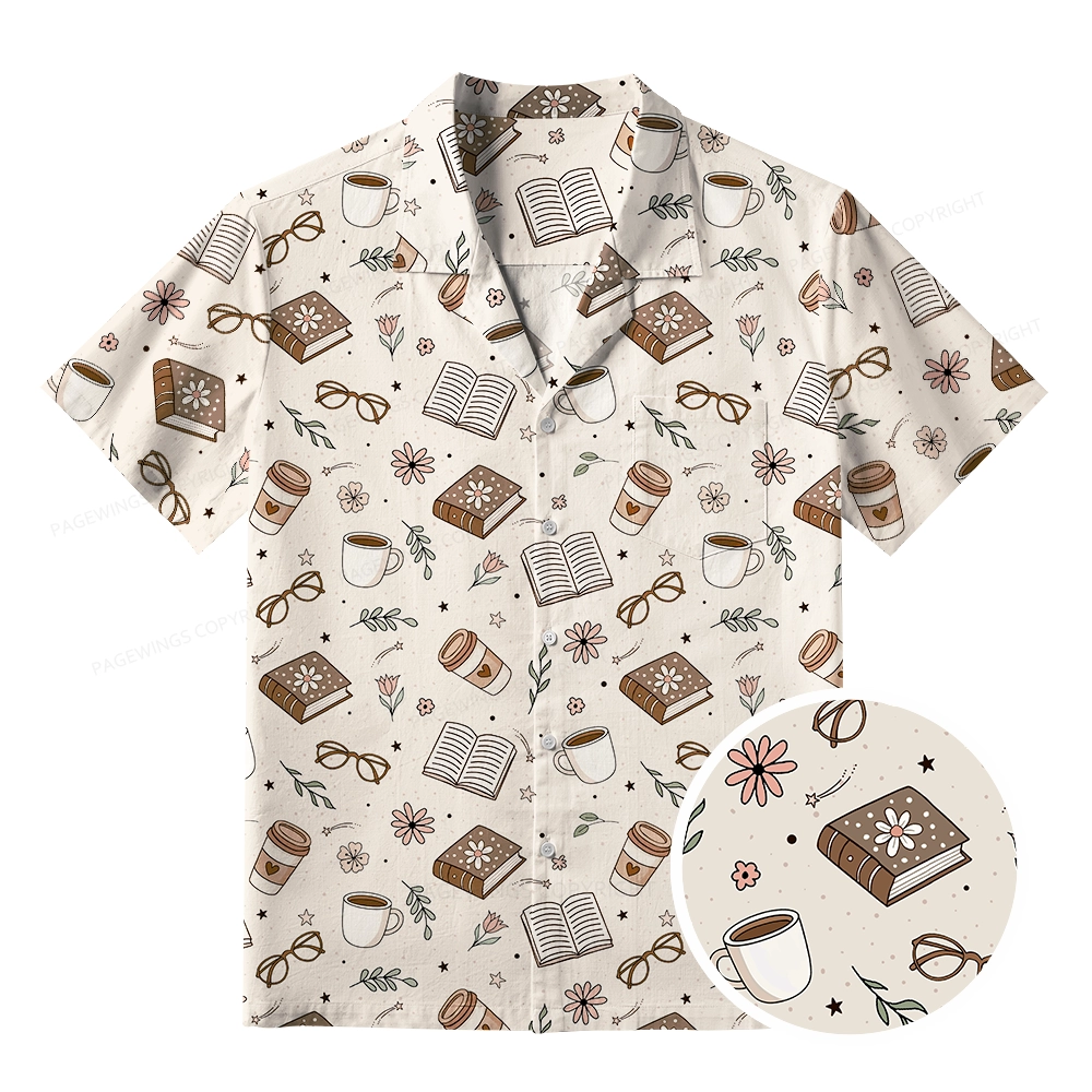 Pagewings Coffee book Rainy Day Unisex Hawaiian Shirt
