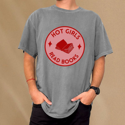 Pagewings Hot Girls Read Books Unisex Washed T-shirt