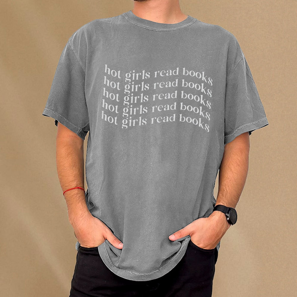 Pagewings Hot Girls Read Books Minimalist Trendy BookishUnisex Washed T-shirt