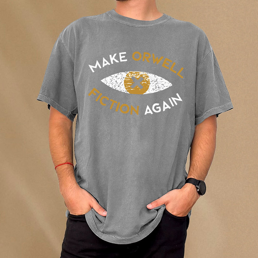 Pagewings Make Orwell Fiction Again - Dystopian Literature Philosophy Unisex Washed T-shirt